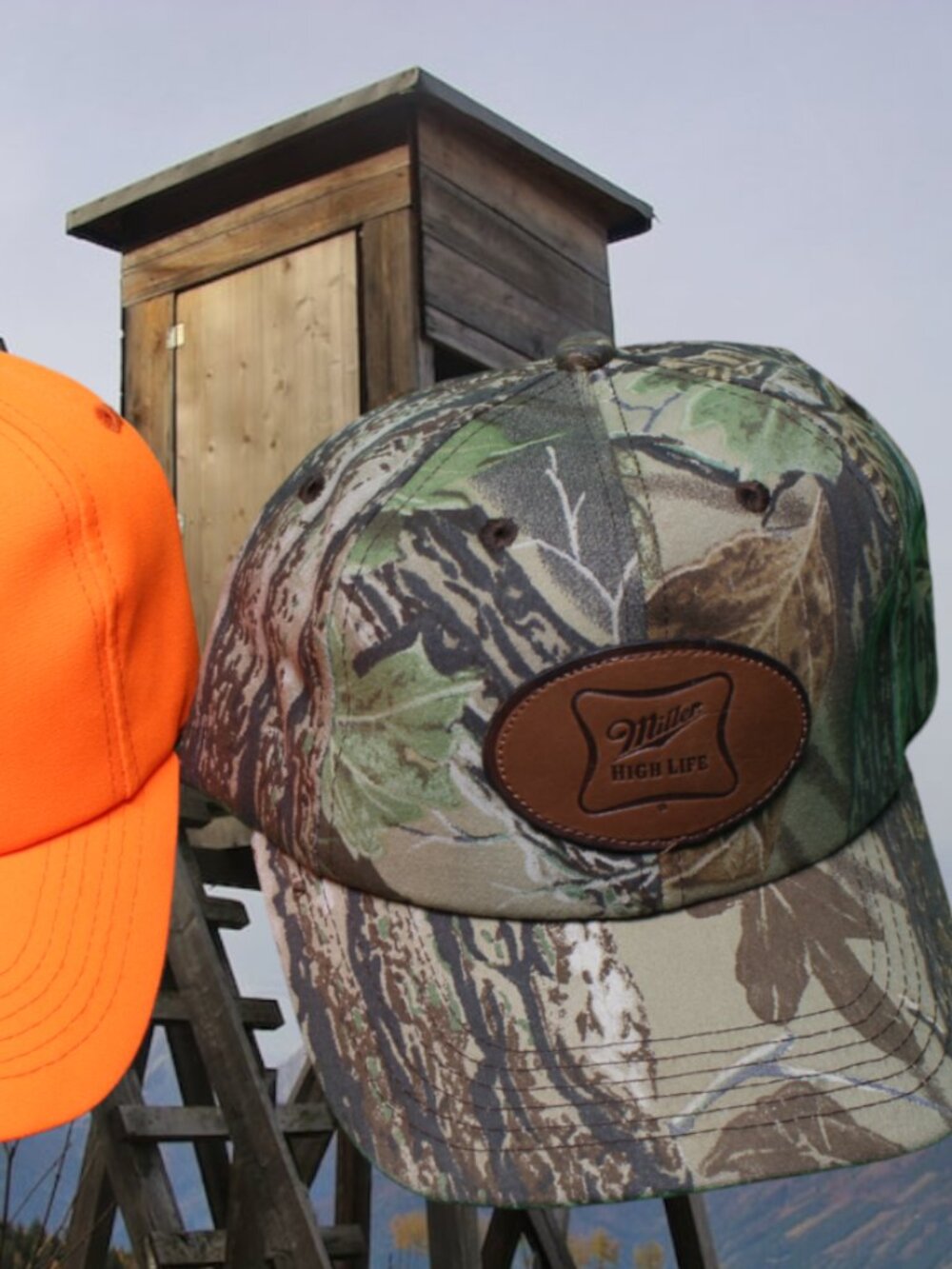 Miller High Life Beer Camo Orange Deer Hunting Adjustable Baseball Cap Hat